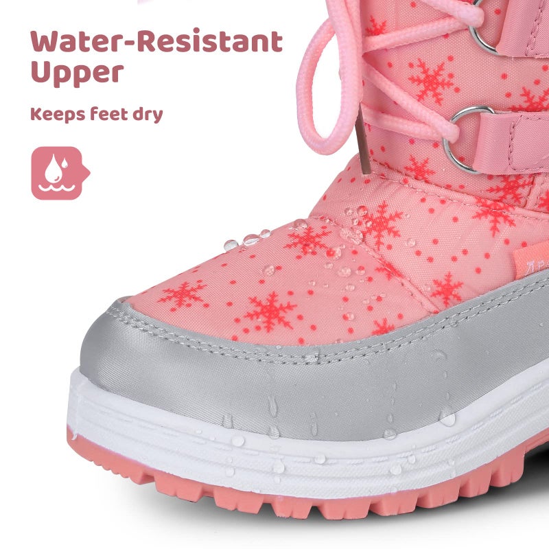 Apakowa Kids Girls Insulated Fur Winter Warm Snow Boots (Toddler/Little Kid) (Color : Pink, Size : 6 M US Toddler) - Image 4